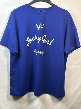 Royal Blue 'Lucky Girl' Graphic Tee